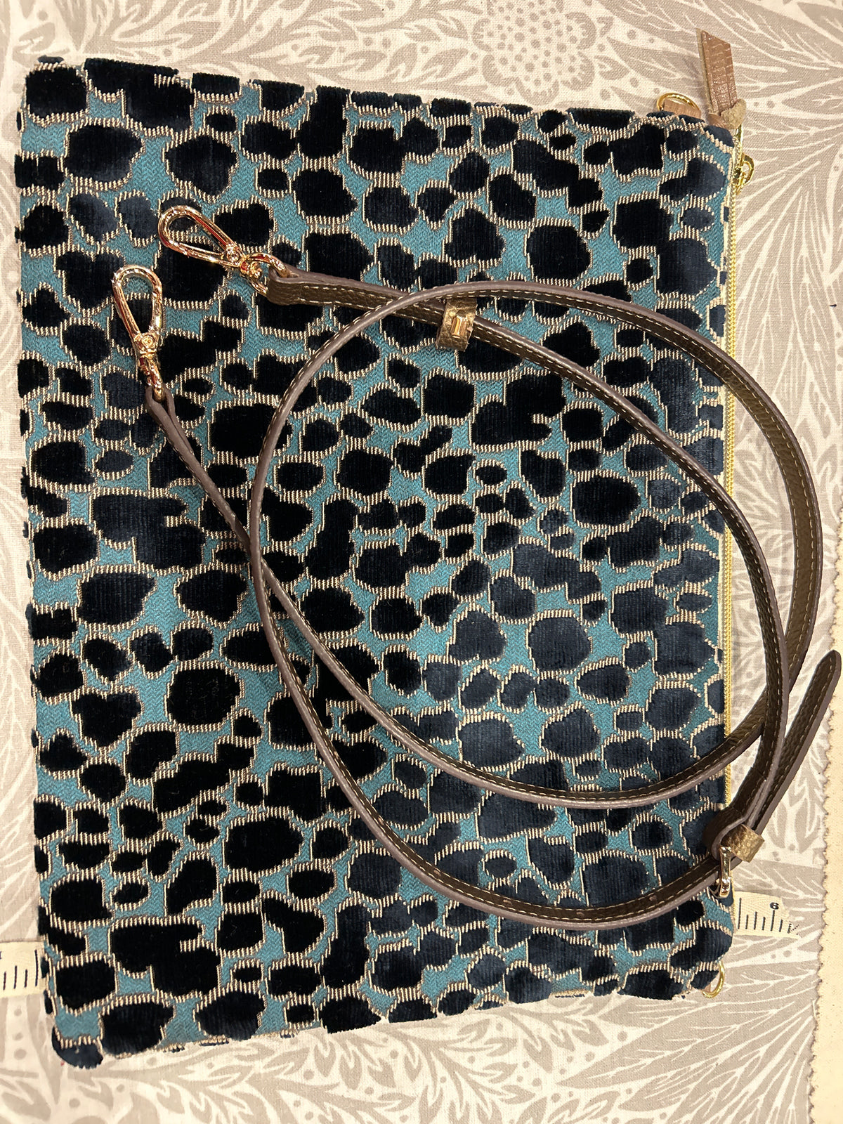 Large Leather Blue Leopard