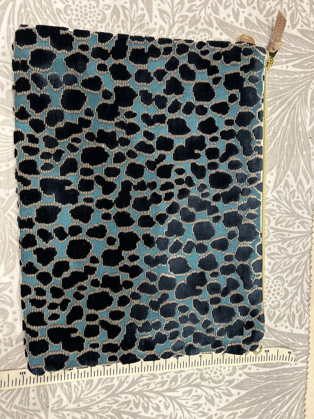 Large Leather Blue Leopard