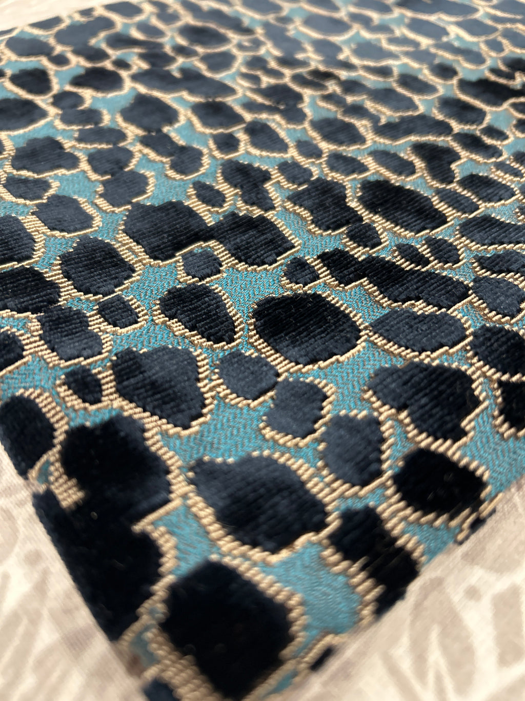 Large Leather Blue Leopard