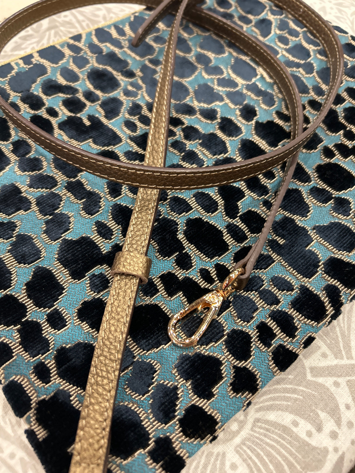 Large Leather Blue Leopard