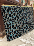 Large Leather Blue Leopard